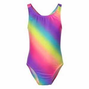 Place Girls Size 4 Rainbow Gradient One Piece Swimsuit UPF 50 NWT Beach Pool